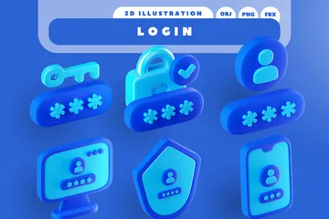 Login 3D Icon Pack