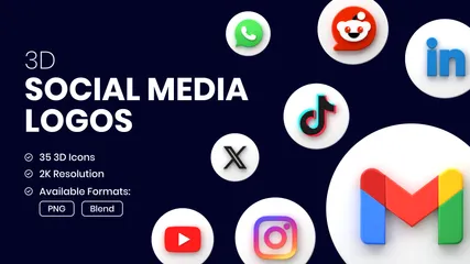 Logos de médias sociaux Pack 3D Icon