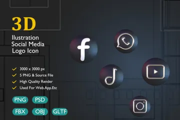 Logotipo de mídia social Pacote de Icon 3D