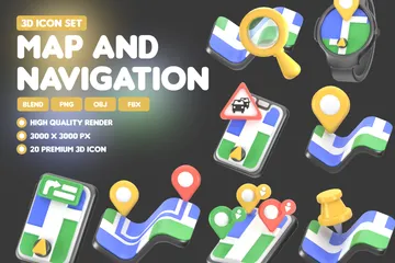 Map And Navigation 3D Icon Pack