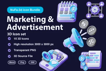 마케팅 및 광고 3D Icon 팩