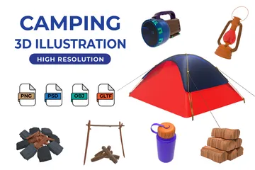Équipement de camping Pack 3D Icon