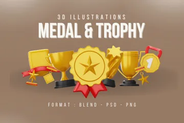 Medalla y trofeo Paquete de Icon 3D