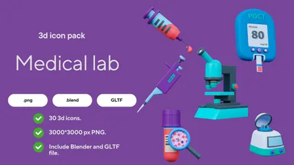 Medical Laboratory 3D Icon Pack