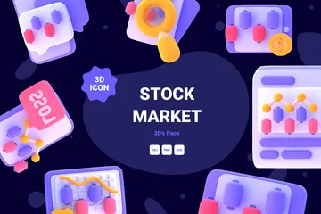 Mercado de ações Pacote de Icon 3D