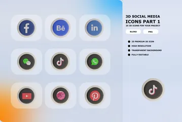 Mídia social Pacote de Icon 3D