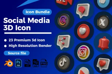 Mídia social Pacote de Icon 3D