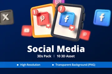 Mídia social Pacote de Icon 3D