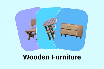 Muebles de madera Paquete de Icon 3D