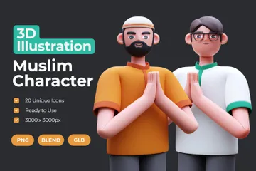 Muslim Character 3D Icon Pack