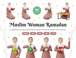 Ramadan-Aktivität für muslimische Frauen 3D Illustration Pack