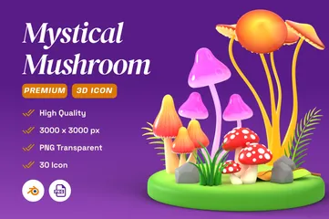 Mystical Mushroom 3D Icon Pack