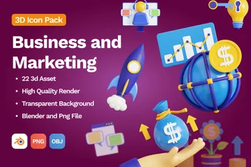 Negócios e Marketing Pacote de Icon 3D