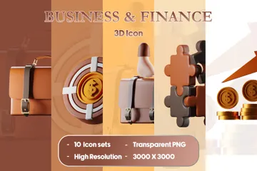 Negócios e Financeiro Pacote de Icon 3D