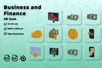 Negocios y Finanzas Paquete de Icon 3D