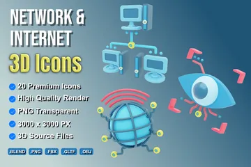 Netzwerk und Internet 3D Icon Pack