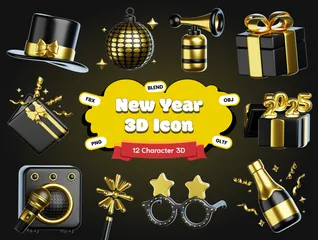 New Year 3D Icon Pack