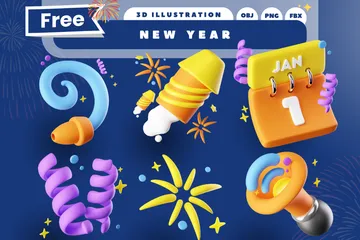 New Year 3D Icon Pack