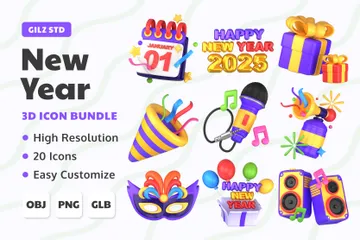 New Year 3D Icon Pack