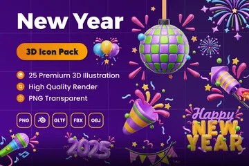 New Year 3D Icon Pack