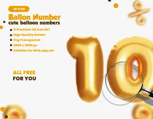 Número de globos Paquete de Icon 3D
