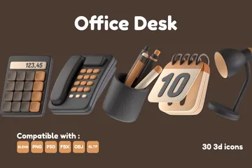 Office Desk 3D Icon Pack