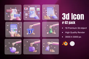 Online Bank 3D Icon Pack