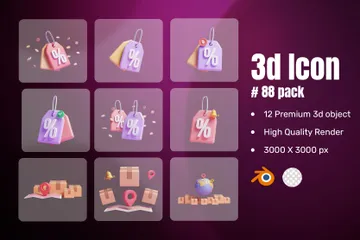 Online Shopping Service 3D Icon Pack