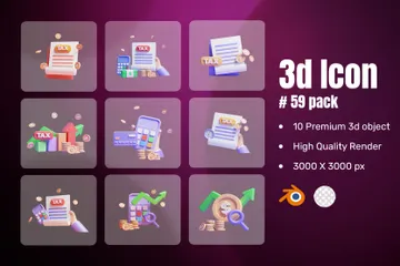 Online Tax Management 3D Icon Pack