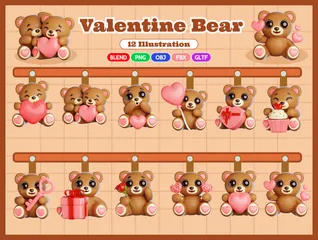 Oso de san valentin Paquete de Icon 3D