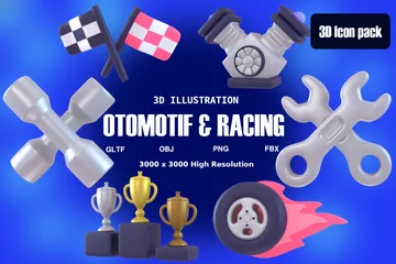 자동차와 경주 3D Icon 팩