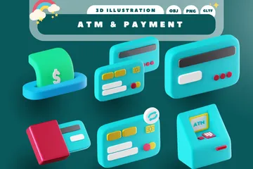 Caixa eletrônico e pagamento Pacote de Icon 3D