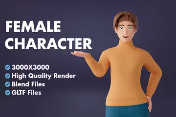 Personagem Feminina Pacote de Illustration 3D