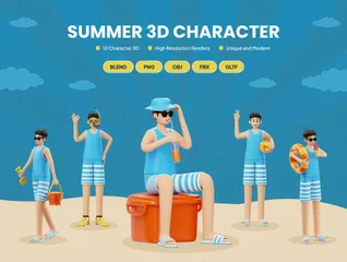 Personajes de verano Paquete de Illustration 3D