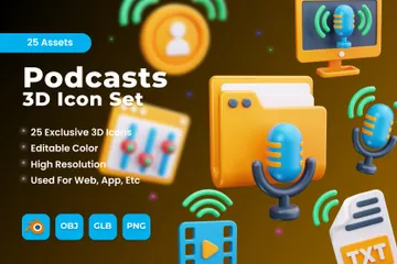 Podcasts Paquete de Icon 3D