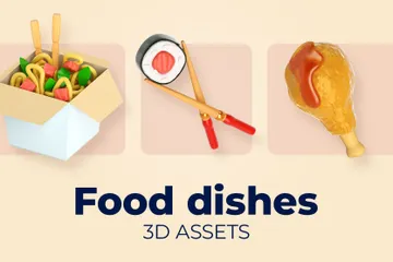 Pratos de comida Pacote de Icon 3D