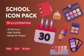 Prêt pour l'école Pack 3D Icon