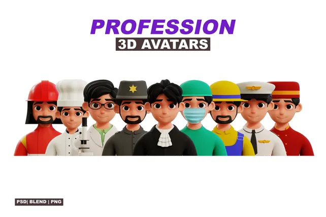 Premium PROFESSION 3D Illustration pack from People 3D Illustrations