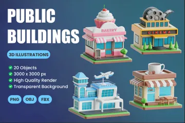 Public Building 3D Icon Pack