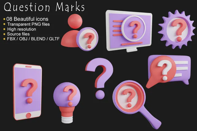 Premium Question Mark 3D Illustration pack from User Interface 3D ...