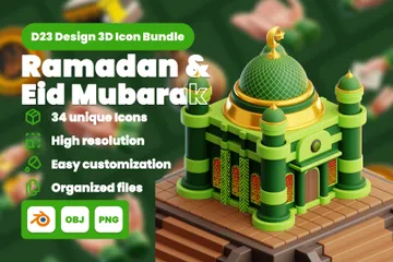 Ramadã e Eid Mubarak Pacote de Icon 3D