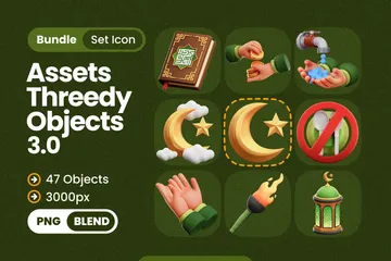 Ramadan Objects 3D Icon Pack