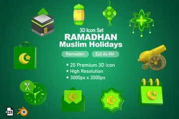 Ramadán y Eid Al-Fitr 2 Paquete de Icon 3D