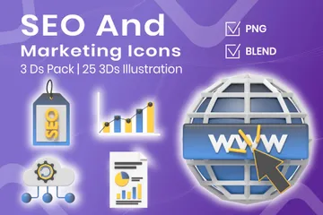 Référencement et marketing Pack 3D Icon