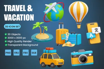 Reisen & Urlaub 3D Icon Pack