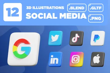 Médias sociaux version 02 Pack 3D Icon