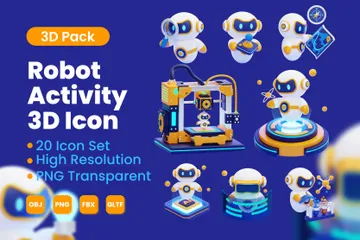 Robot Activity 3D Icon Pack
