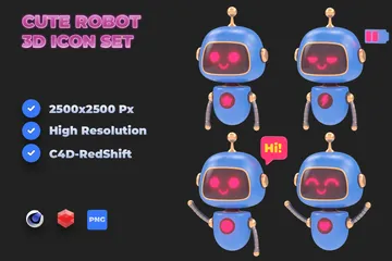 Robot mignon Pack 3D Illustration