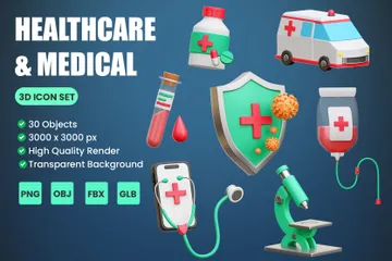 Atención médica y sanitaria Paquete de Icon 3D