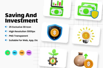 Saving And Investment 3D Icon Pack